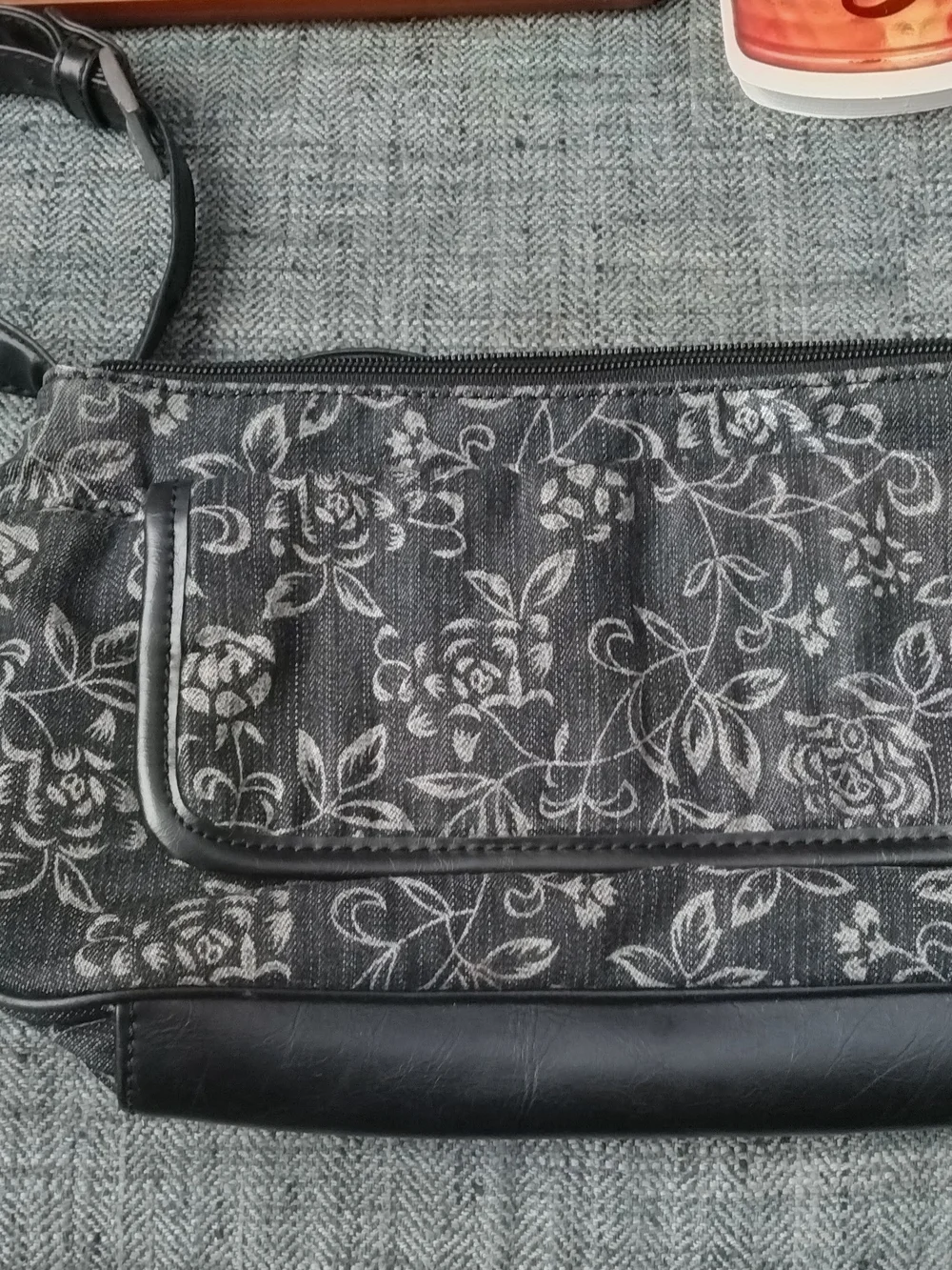 Relativity Black and Gray Floral Crossbody Bag